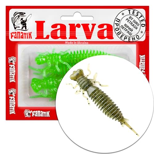 FANATIK Larva 1.6 2 2.5 3 3.5 4.5" 4-11cm Gummiköder Gummifisch mit Aroma Fanatic Jig Soft Bait Lure Kunstköder Angeln Köder Gummishad Baitz Lures Twister (001, 3.0) von FANATIK