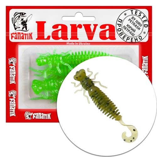 Fanatik Larva LUX 1.6" 2" 2.5" 3.0" 3.5" 4-9cm Gummiköder mit Aroma Gummifisch Fanatic Jig Soft Bait Lure Kunstköder Angeln Köder Gummishad Twister Baits Lures Softbait (001, 3.00) von FANATIK