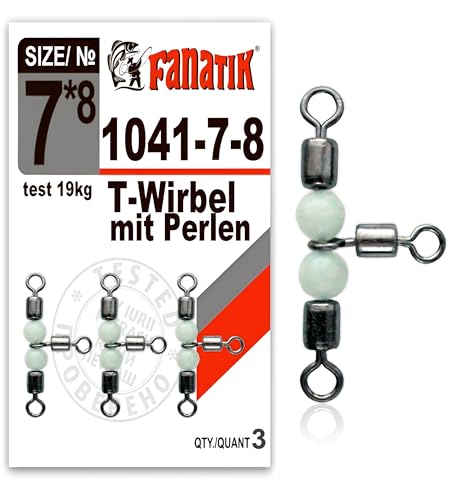 FANATIK T-Wirbel m/Perlen 1041 Triple Swivel w/Beads Kreuzwirbel Angeln (#7 * 8 19kg 3 Stück) von FANATIK