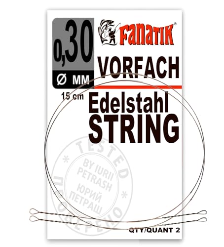 FANATIK Vorfach Edelstahl String 2 Stück Stahlvorfach Angeln Trace (20 cm 0.30 mm 2 Stück) von FANATIK