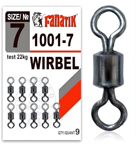 FANATIK Wirbel ##10, 9, 8, 7, 6, 5, 4, 3, 2, 1 Angel Fishing Swivel (Schwarz, 1: 20mm - 47kg - 6 Stück) von FANATIK