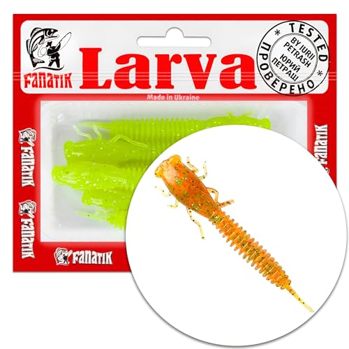 FANATIK X-Larva 3" 7.6cm Gummiköder Gummifisch mit Aroma Jig Soft Baits (009, 3) von FANATIK