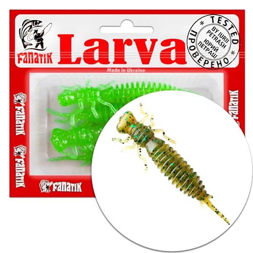 Fanatik Larva 1.6 2 2.5 3 3.5 4.5" 4-11cm Gummiköder Gummifisch mit Aroma Fanatic Jig Soft Bait Lure Kunstköder Angeln Köder Gummishad Baitz Lures Twister (005, 3.5) von FANATIK