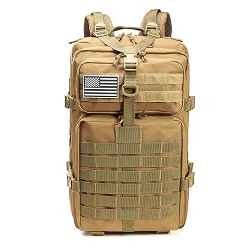 FANDARE 45L Militär Rucksack Molle Taktische Motorrad 3 Tage Armee Assault Wanderrucksack Herren Damen Arbeit für Taktischer Assault Wandern Reisen Trekkingrucksack Jagdrucksack Schulrucksack Khaki von FANDARE