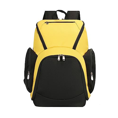 FANDARE Basketball Rucksack Fußballtasche Schulrucksack Turnbeutel Daypack Schulrucksack Schulranzen für Volleyball, Basketball, Stadion und Strand Sportbeutel Schwarz Gelb von FANDARE