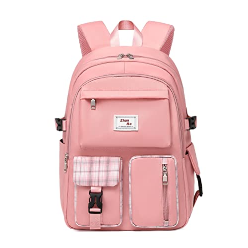 FANDARE Beiläufig Rucksack Schulrucksack Schulranzen Daypacks mit 15.6 Zoll Laptopfach Schultaschen Mädchen Junge Schultaschen für Universität Reisen Freizeit Arbeit Wasserdichtes Polyester Rosa von FANDARE