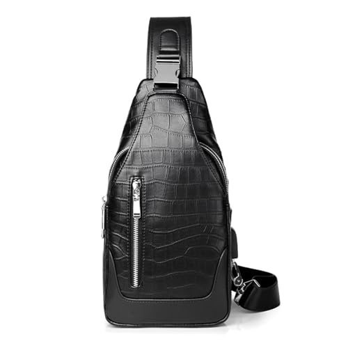 FANDARE Brusttasche Herren Sling Bag Schultertasche PU-Leder Männer Crossbody Bag Brustbeutel Umhängetaschen Schwarz Handytasche für Wandern Reisen Männertasche Crossover Bodybag Daypacks FANDARE Brusttasche Herren Sling Bag Schultertasche PU-Leder Männer Crossbody Bag Brustbeutel Umhängetaschen Schwarz Handytasche für Wandern Reisen Männertasche Crossover Bodybag Daypacks von FANDARE