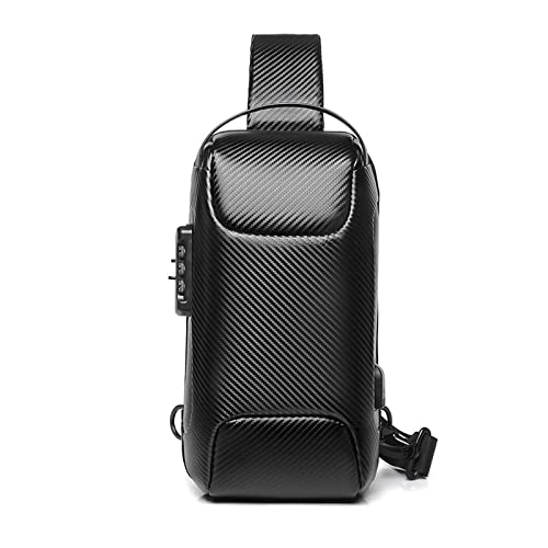 FANDARE Brusttasche Sling Bag Geschäft Schultertasche mit USB-Ladeanschluss Passwortschutz Crossbody Bag Umhängetasche Wasserdicht Sports Car Styling für Reisen Wandern Sling Daypacks Schwarz A von FANDARE