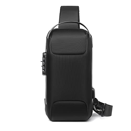 FANDARE Brusttasche Sling Bag Geschäft Schultertasche mit USB-Ladeanschluss Passwortschutz Crossbody Bag Umhängetasche Wasserdicht Sports Car Styling für Reisen Wandern Sling Daypacks Schwarz von FANDARE