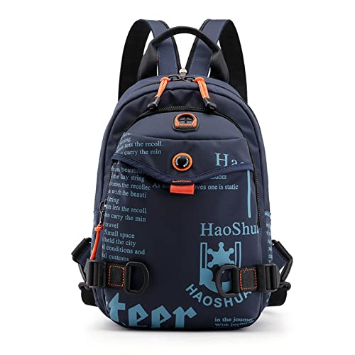 FANDARE Brusttasche Sling Bag Schulrucksack Sporttasche Herren Damen Schulranzen Umhängetaschen Crossover Rucksack Schultertasche Outdoor mit Kopfhörer-Loch & Abnehmbarer Schultergurt Blau von FANDARE