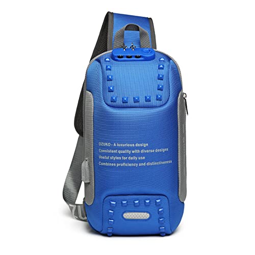 FANDARE Brusttasche Sling Bag Sling Rucksack Schultertasche mit USB-Ladeanschluss Passwortschutz Crossbody Bag Business Umhängetasche Herren Damen Reisen Wandern Wasserdicht Daypacks Blau FANDARE Brusttasche Sling Bag Sling Rucksack Schultertasche mit USB-Ladeanschluss Passwortschutz Crossbody Bag Business Umhängetasche Herren Damen Reisen Wandern Wasserdicht Daypacks Blau von FANDARE