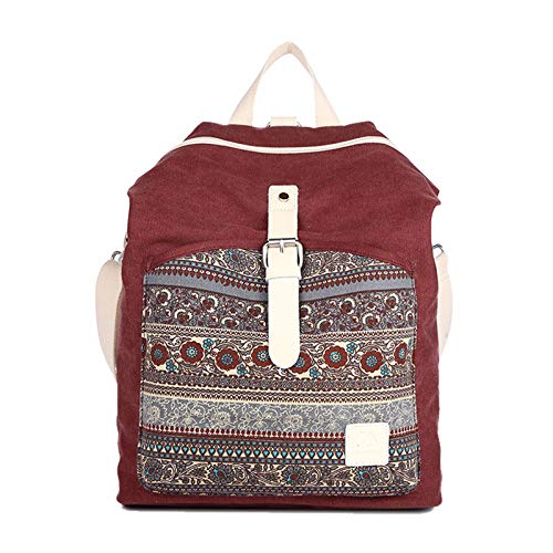 FANDARE Casual Rucksack Damen Schultertasche Mädchen Schultasche Schulranzen für Universität Reise Einkaufen Dating Rucksäcke Dauerhaft Segeltuch Rot von FANDARE