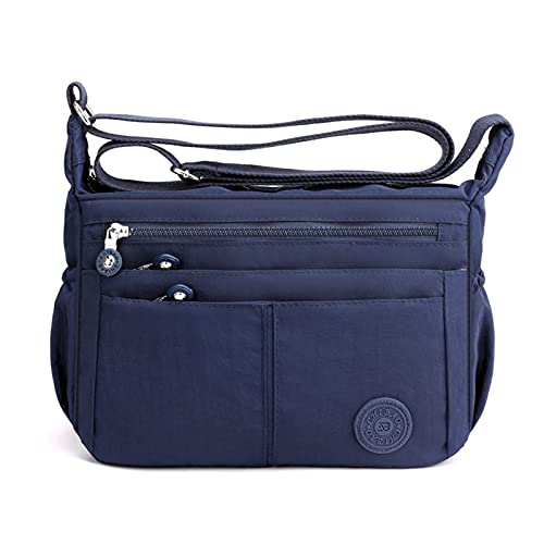 FANDARE Casual Schultertasche Damen Leichte Umhängetasche Wasserdicht Nylon für Sporttasche Arbeitstasche Reise Freizeit Crossbody Bag Blau von FANDARE