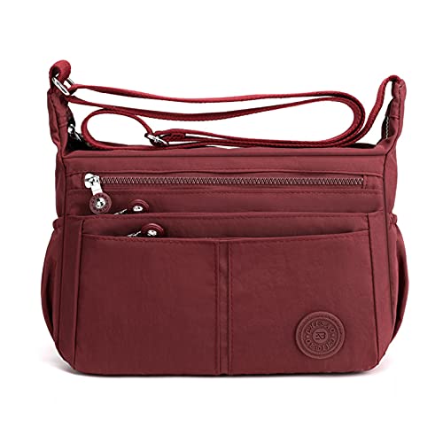 FANDARE Casual Schultertasche Damen Leichte Umhängetasche Wasserdicht Nylon für Sporttasche Arbeitstasche Reise Freizeit Crossbody Bag Rot FANDARE Casual Schultertasche Damen Leichte Umhängetasche Wasserdicht Nylon für Sporttasche Arbeitstasche Reise Freizeit Crossbody Bag Rot von FANDARE