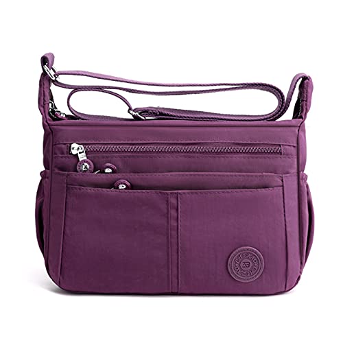 FANDARE Casual Schultertasche Damen Leichte Umhängetasche Wasserdicht Nylon für Sporttasche Arbeitstasche Reise Freizeit Crossbody Bag Violett FANDARE Casual Schultertasche Damen Leichte Umhängetasche Wasserdicht Nylon für Sporttasche Arbeitstasche Reise Freizeit Crossbody Bag Violett von FANDARE