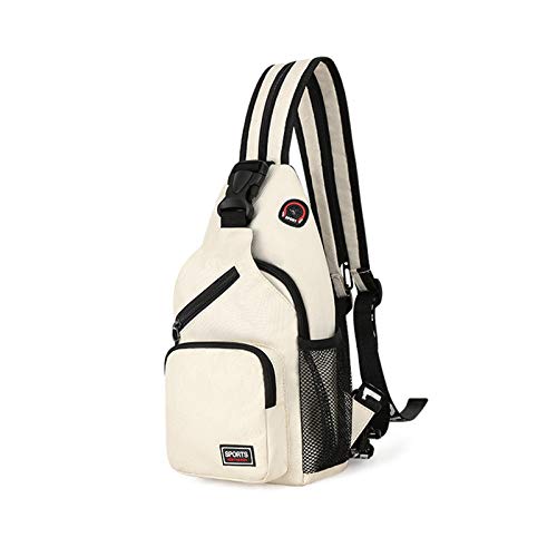 FANDARE Damen Brusttasche Klein Rucksack mit Kopfhörerloch Sling Bag Mädchen Schultertasche Crossbody Umhängetasche Reisen Wandern Sport Daypack Dauerhaft Polyester Weiß FANDARE Damen Brusttasche Klein Rucksack mit Kopfhörerloch Sling Bag Mädchen Schultertasche Crossbody Umhängetasche Reisen Wandern Sport Daypack Dauerhaft Polyester Weiß von FANDARE