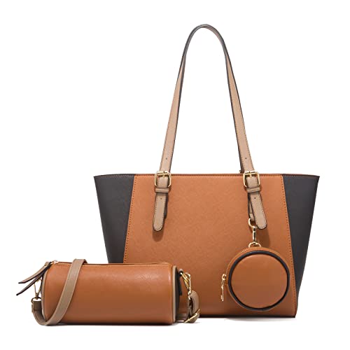 FANDARE Damen Handtasche 3-teiliges Set Damen Shopper Schultertasche Groß Henkeltaschen Umhängetasche Geldbörse Tragetasche Frauen Reise Alltag Büro Schule Ausflug PU Leder HandbagsBraun FANDARE Damen Handtasche 3-teiliges Set Damen Shopper Schultertasche Groß Henkeltaschen Umhängetasche Geldbörse Tragetasche Frauen Reise Alltag Büro Schule Ausflug PU Leder HandbagsBraun von FANDARE