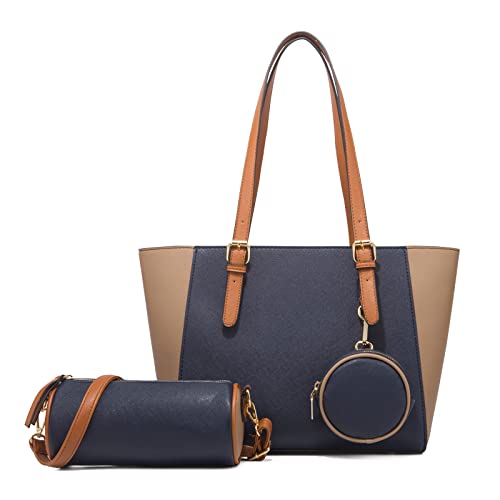 FANDARE Damen Handtasche 3-teiliges Set Damen Shopper Schultertasche Groß Henkeltaschen Umhängetasche Geldbörse Tragetasche Frauen Reise Alltag Büro Schule Ausflug PU Leder HandbagsDunkelblau FANDARE Damen Handtasche 3-teiliges Set Damen Shopper Schultertasche Groß Henkeltaschen Umhängetasche Geldbörse Tragetasche Frauen Reise Alltag Büro Schule Ausflug PU Leder HandbagsDunkelblau von FANDARE