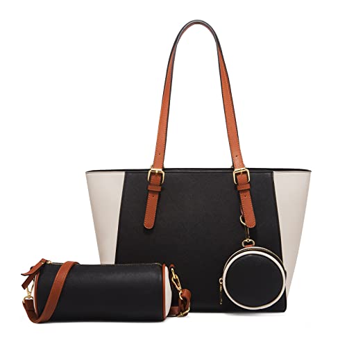 FANDARE Damen Handtasche 3-teiliges Set Damen Shopper Schultertasche Groß Henkeltaschen Umhängetasche Geldbörse Tragetasche Frauen Reise Alltag Büro Schule Ausflug PU Leder HandbagsSchwarz FANDARE Damen Handtasche 3-teiliges Set Damen Shopper Schultertasche Groß Henkeltaschen Umhängetasche Geldbörse Tragetasche Frauen Reise Alltag Büro Schule Ausflug PU Leder HandbagsSchwarz von FANDARE
