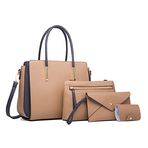 FANDARE Damen Handtasche 4 Stück Set Umhängetasche Frauen Reise Citytasche mit Unterarmtasche Brieftasche Schulterbeutel Shopper Tote für Mädchen Alltag Büro Schule Ausflug Henkeltasche Khaki FANDARE Damen Handtasche 4 Stück Set Umhängetasche Frauen Reise Citytasche mit Unterarmtasche Brieftasche Schulterbeutel Shopper Tote für Mädchen Alltag Büro Schule Ausflug Henkeltasche Khaki von FANDARE