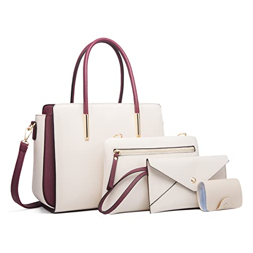 FANDARE Damen Handtasche 4-teiliges Set Umhängetasche Frauen Reise Citytasche mit Unterarmtasche Brieftasche Schulterbeutel Shopper Tote für Mädchen Alltag Büro Schule Ausflug Henkeltasche Weiß FANDARE Damen Handtasche 4-teiliges Set Umhängetasche Frauen Reise Citytasche mit Unterarmtasche Brieftasche Schulterbeutel Shopper Tote für Mädchen Alltag Büro Schule Ausflug Henkeltasche Weiß von FANDARE