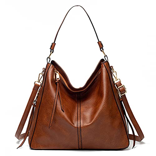 FANDARE Damen Handtasche Frauen Umhängetaschen Schultertasche PU Leder Tote Beutel Schultertasche für Mädchen Alltag Büro Schule Ausflug Shopper Hobo Tasche Braun FANDARE Damen Handtasche Frauen Umhängetaschen Schultertasche PU Leder Tote Beutel Schultertasche für Mädchen Alltag Büro Schule Ausflug Shopper Hobo Tasche Braun von FANDARE