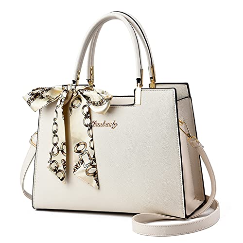 FANDARE Damen Handtasche Große Henkeltaschen Elegante Schultertasche Umhängetaschen PU-Leder Tote Beutel mit Quaste für Arbeit Schule Shopper Reise Weiß FANDARE Damen Handtasche Große Henkeltaschen Elegante Schultertasche Umhängetaschen PU-Leder Tote Beutel mit Quaste für Arbeit Schule Shopper Reise Weiß von FANDARE