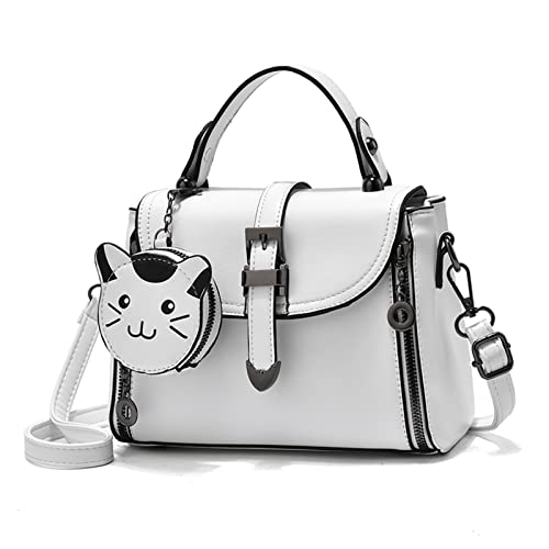 FANDARE Damen Handtasche PU-Leder Umhängetasche Schultertasche Wasserdicht Tote Beutel Henkeltaschen für Reisen Einkaufen Arbeiten Weiß von FANDARE