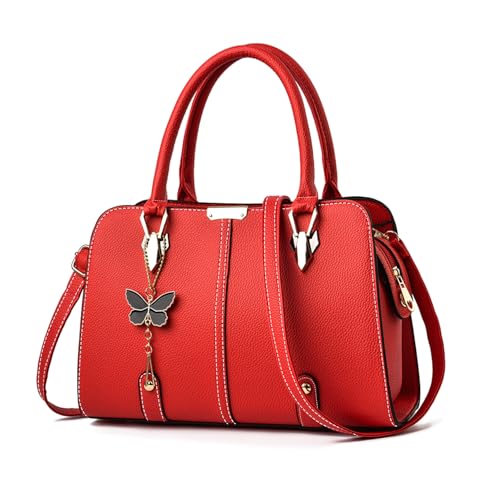 FANDARE Damen Handtasche Tote Beutel PU-Leder Umhängetaschen Schultertasche Wasserdicht Henkeltaschen für Reisen Einkaufen Arbeiten Rot FANDARE Damen Handtasche Tote Beutel PU-Leder Umhängetaschen Schultertasche Wasserdicht Henkeltaschen für Reisen Einkaufen Arbeiten Rot von FANDARE