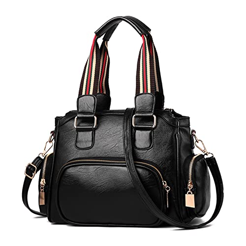 FANDARE Damen Handtasche Umhängetaschen Schultertasche PU-Leder Handtaschen Mit Mehreren Taschen Schulterhandtasche Henkeltaschen für Reisen Einkaufen Arbeiten Schwarz von FANDARE