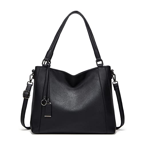 FANDARE Damen Handtasche Wasserdicht Henkeltaschen Umhängetaschen PU-Leder Tote Beutel Schultertasche für Reisen Einkaufen Arbeiten Hobo Tasche Schwarz von FANDARE