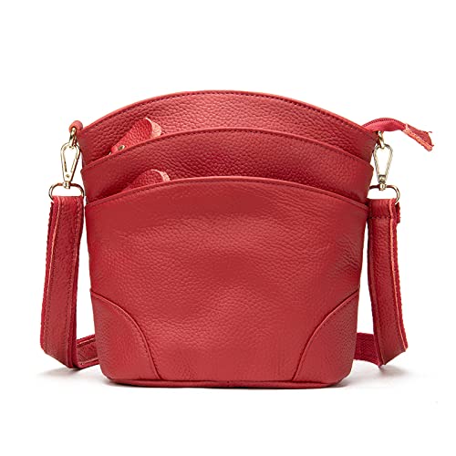 FANDARE Damen Handy Umhängetasche Crossbody Tasche Handtaschen Leder Schultertasche Frauen Handytasche zum Umhängen Schultertasche Portemonnaie Geldbörse Damentasche Rot FANDARE Damen Handy Umhängetasche Crossbody Tasche Handtaschen Leder Schultertasche Frauen Handytasche zum Umhängen Schultertasche Portemonnaie Geldbörse Damentasche Rot von FANDARE