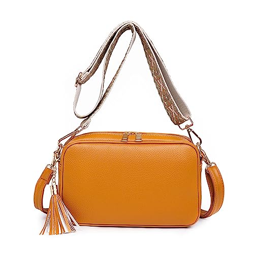 FANDARE Damen Handy Umhängetasche PU Leder Damen Handytasche zum Umhängen Schultertasche mit Zwei Schultergurte Frauen Handytasche Damentasche Reisen Einkaufen Crossbody Messenger Bag Gelb FANDARE Damen Handy Umhängetasche PU Leder Damen Handytasche zum Umhängen Schultertasche mit Zwei Schultergurte Frauen Handytasche Damentasche Reisen Einkaufen Crossbody Messenger Bag Gelb von FANDARE