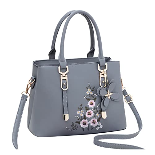 FANDARE Damen Henkeltaschen Wasserdicht Tote Beutel Umhängetaschen Schultertasche PU-Leder Bestickte Handtasche für Reisen Einkaufen Arbeiten Blau FANDARE Damen Henkeltaschen Wasserdicht Tote Beutel Umhängetaschen Schultertasche PU-Leder Bestickte Handtasche für Reisen Einkaufen Arbeiten Blau von FANDARE