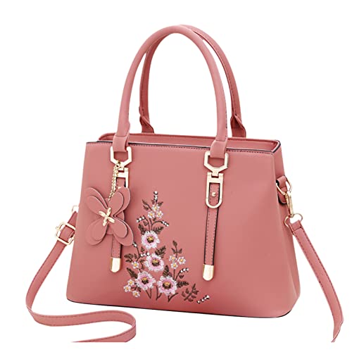 FANDARE Damen Henkeltaschen Wasserdicht Tote Beutel Umhängetaschen Schultertasche PU-Leder Bestickte Handtasche für Reisen Einkaufen Arbeiten Rosa FANDARE Damen Henkeltaschen Wasserdicht Tote Beutel Umhängetaschen Schultertasche PU-Leder Bestickte Handtasche für Reisen Einkaufen Arbeiten Rosa von FANDARE
