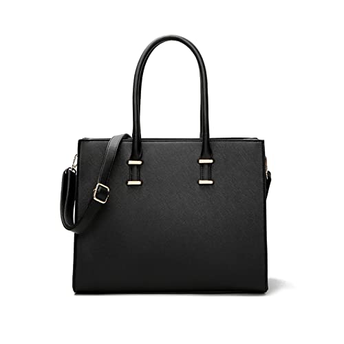 FANDARE Damen Laptoptasche Handtasche Tote Beutel Wasserdicht Umhängetaschen Schultertasche PU-Leder Henkeltaschen für Reisen Einkaufen Arbeiten Business Schwarz von FANDARE