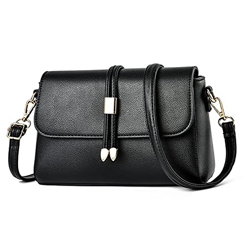 FANDARE Elegant Umhängetasche Damen Schultertasche Frauen Crossbody Bag Damentasche Schulterriemen Frauen Abendtasche Citytasche Reise Handtasche Wasserdicht PU Leder Schwarz von FANDARE