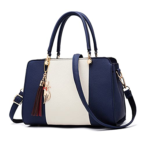 FANDARE Elegante Handtasche mit Anhänger Damen Umhängetaschen Frauen Schultertasche Wasserdicht für Einkauf Arbeitstasche Reisen Crossbody Bag Blau von FANDARE