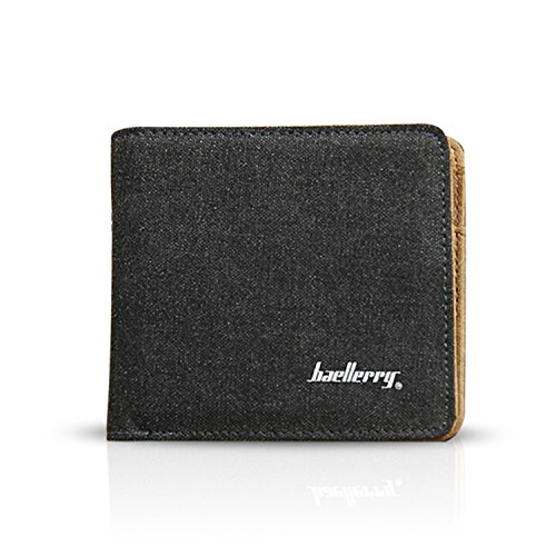 FANDARE Geldbörse Herren Geldbörse Bifold Wallet Karten Geldscheine Pack Leinwand, Schwarz B, L, geldbörse von FANDARE