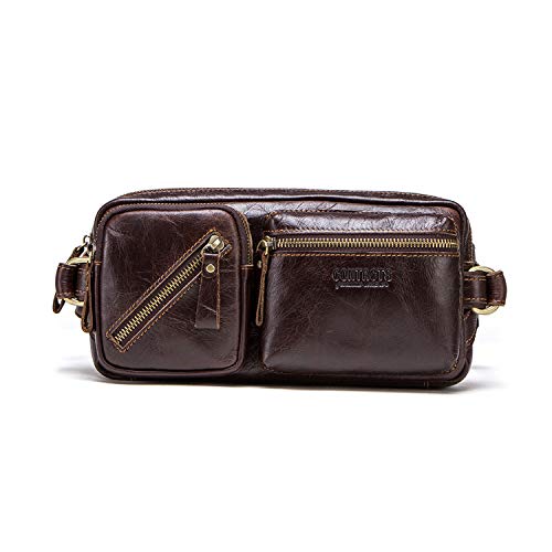 FANDARE Gürteltasche Bauchtasche Brusttasche Herren Sling Bag wasserdichte Geeignet Hüfttasche Junge Umhängetasche Leder für Joggen Wandern Radfahren Reisen Dunkelbraun FANDARE Gürteltasche Bauchtasche Brusttasche Herren Sling Bag wasserdichte Geeignet Hüfttasche Junge Umhängetasche Leder für Joggen Wandern Radfahren Reisen Dunkelbraun von FANDARE