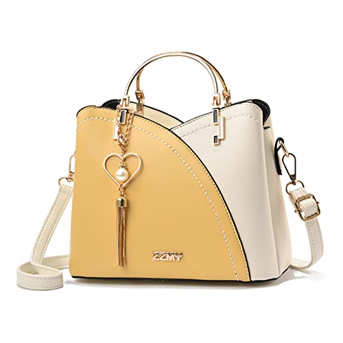 FANDARE Handtaschen für Damen Tote Beutel Umhängetaschen Wasserdicht Schultertasche Tragetasche PU-Leder Henkeltaschen mit Quaste für Arbeit Schule Shopper Reise Gelb FANDARE Handtaschen für Damen Tote Beutel Umhängetaschen Wasserdicht Schultertasche Tragetasche PU-Leder Henkeltaschen mit Quaste für Arbeit Schule Shopper Reise Gelb von FANDARE