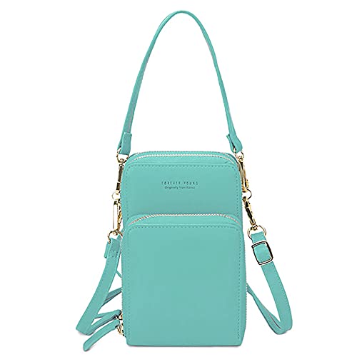 FANDARE Handy Umhängetasche Frauen Crossbody Tasche Schultertasche Damen Handy-Brieftasche Klein Handtasche Reisepass Handytasche Mädchen Schule Reise Unterarmtasche Wasserdicht PU Leder Hellgrün von FANDARE