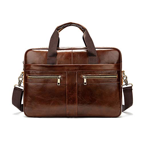 FANDARE Herren Laptop-Aktentaschen Leder Handtasche Business Umhängetasche Wasserdicht Crossbody Messenger Bags Braun von FANDARE