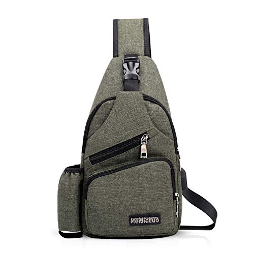 FANDARE Herren Schultertasche Damen Brusttasche Sling Bag Rucksack mit USB Umhängetasche Crossbody Bag Sporttasche für Wandern,Abenteuer,Sport, Reisen,Joggen Wasserdicht Polyester Grün von FANDARE