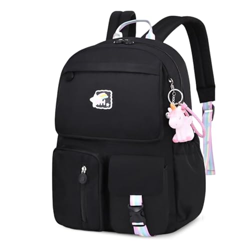 FANDARE Kinderrucksack Schulranzen Schultaschen Jungen Mädchen Schulrucksack Kinder Schultasche für 3-6 Klasse Schüler Outdoor Reise Daypacks Kindergartentasche Rucksack Nylon Schwarz von FANDARE