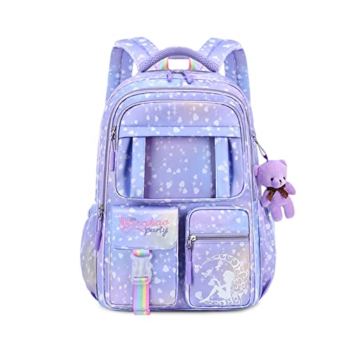 FANDARE Kinderrucksack Schulranzen Schultaschen Mädchen Schulrucksack Kinder Schultasche für 4-9 Klasse Schüler Outdoor Reise Daypacks Kindergartentasche Rucksack mit Plüschanhänger Violett FANDARE Kinderrucksack Schulranzen Schultaschen Mädchen Schulrucksack Kinder Schultasche für 4-9 Klasse Schüler Outdoor Reise Daypacks Kindergartentasche Rucksack mit Plüschanhänger Violett von FANDARE