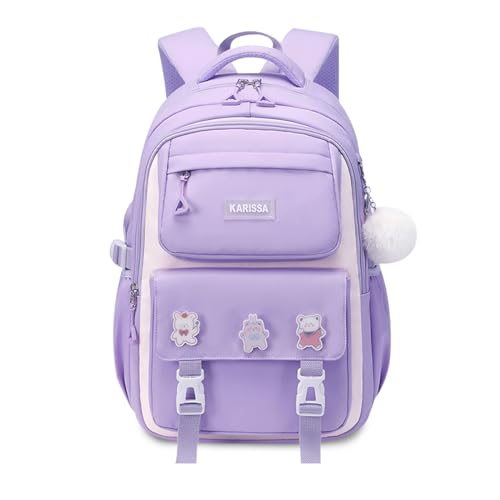 FANDARE Kinderrucksack Schulrucksack für Mädchen Schulranzen mit süßem Abzeichen Junge Teenager Schultasche Rucksack Büchertaschen Schule Tagesrucksack Leichter Rucksack Schule Daypacks Lila FANDARE Kinderrucksack Schulrucksack für Mädchen Schulranzen mit süßem Abzeichen Junge Teenager Schultasche Rucksack Büchertaschen Schule Tagesrucksack Leichter Rucksack Schule Daypacks Lila von FANDARE