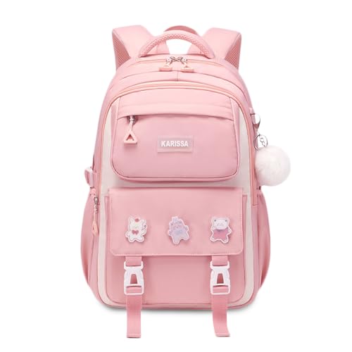 FANDARE Kinderrucksack Schulrucksack für Mädchen Schulranzen mit süßem Abzeichen Junge Teenager Schultasche Rucksack Büchertaschen Schule Tagesrucksack Leichter Rucksack Schule Daypacks Rosa FANDARE Kinderrucksack Schulrucksack für Mädchen Schulranzen mit süßem Abzeichen Junge Teenager Schultasche Rucksack Büchertaschen Schule Tagesrucksack Leichter Rucksack Schule Daypacks Rosa von FANDARE