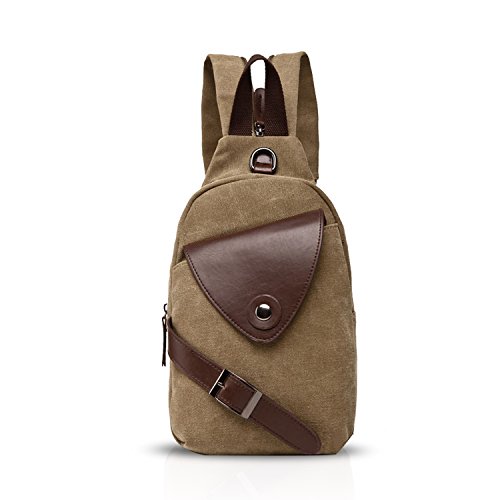 FANDARE Klassische Sling Bag Sport Rucksack Party Outdoor Tragbare Crossbody Tasche Damen/Herren Breathable Verschleißfeste Leinwand Khaki FANDARE Klassische Sling Bag Sport Rucksack Party Outdoor Tragbare Crossbody Tasche Damen/Herren Breathable Verschleißfeste Leinwand Khaki von FANDARE