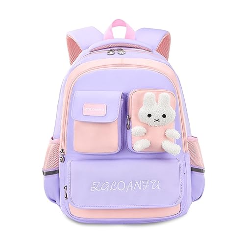 FANDARE Lässig Schulranzen Kinderrucksack Kindergartenrucksack Schulrucksack Schultaschen Daypack Schultasche mit Reflexstreifen für die Klassen 4-6 Junge Mädchen Schüler Reise Schultasche Lila von FANDARE